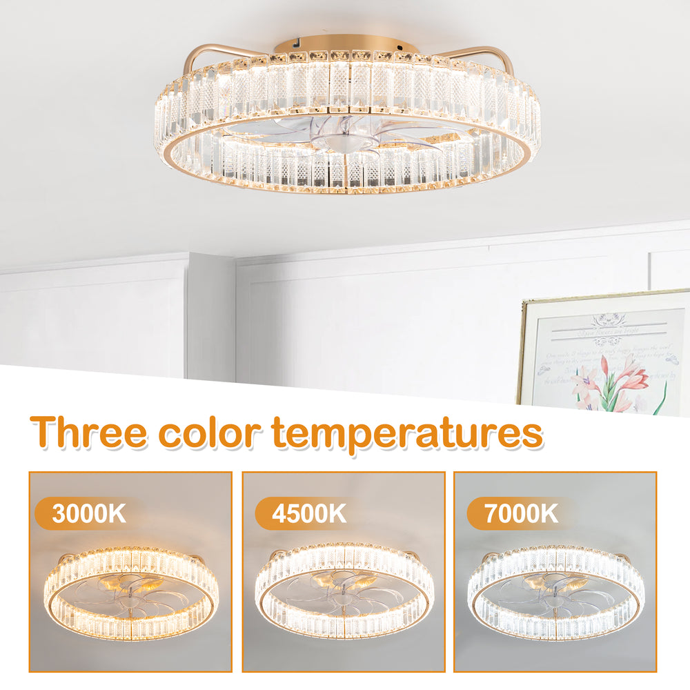 Brynen 20-Inch Gold Caged Ceiling Fan With Light