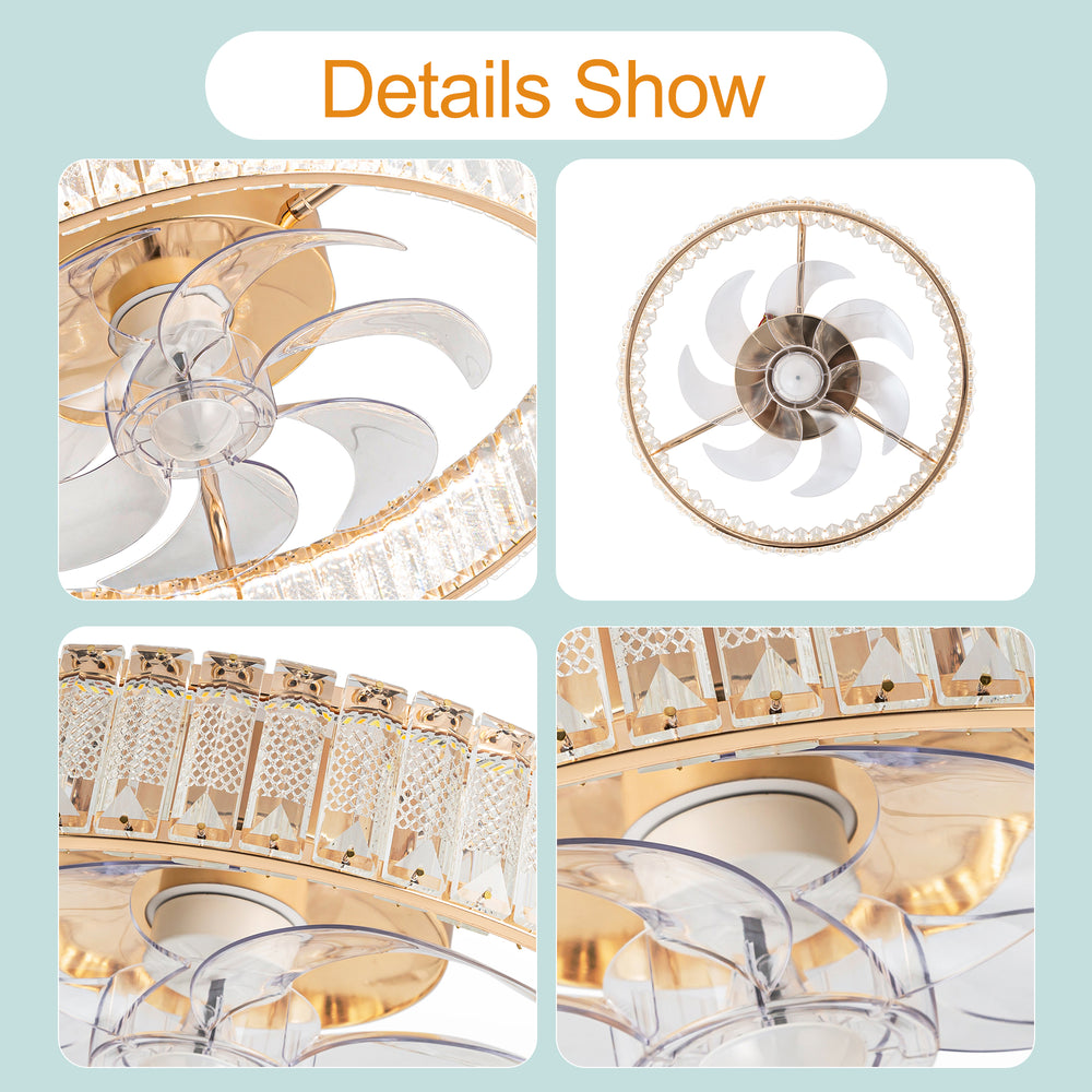 Brynen 20-Inch Gold Caged Ceiling Fan With Light