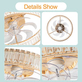 Brynen 20-Inch Gold Caged Ceiling Fan With Light