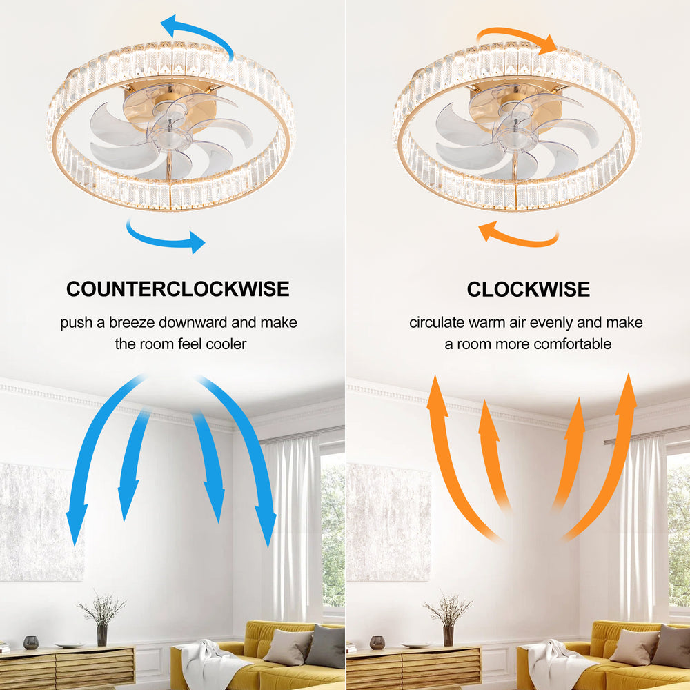 Brynen 20-Inch Gold Caged Ceiling Fan With Light