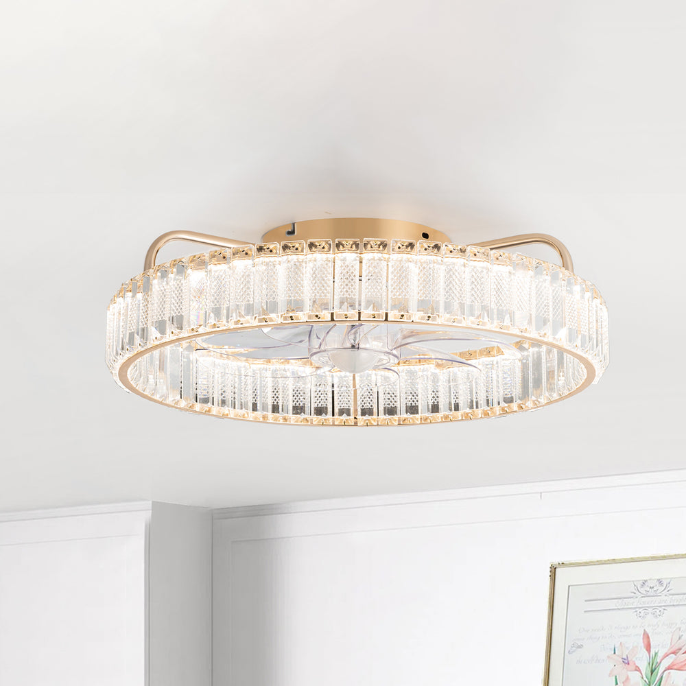 Brynen 20-Inch Gold Caged Ceiling Fan With Light