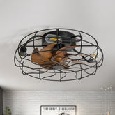 ALKAFY 19 Inch Black Caged Ceiling Fan with Remote, Reversible DC Motor, 6 Speeds, for Bedroom Living Room Kitchen Dining Room