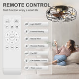 Alvoria 18.5" Matte Black Caged Ceiling Fan With Light & Remote