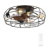 Alvoria 18.5" Matte Black Caged Ceiling Fan With Light & Remote