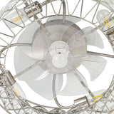19" Small Caged Ceiling Fans with Lights and Remote, Low Profile Flush Mount Ceiling Fan, Modern Bladeless Enclosed Ceiling Fan with Light for Bedroom, 7 Reversible Transparent Blades