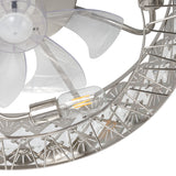 19" Rose Gold Caged Ceiling Fans with Lights Remote Control, Low Profile Flush Mount Ceiling Fan, Modern Bladeless Enclosed Ceiling Fan with Light for Bedroom, 7 Reversible Transparent Blades