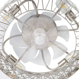 19" Rose Gold Caged Ceiling Fans with Lights Remote Control, Low Profile Flush Mount Ceiling Fan, Modern Bladeless Enclosed Ceiling Fan with Light for Bedroom, 7 Reversible Transparent Blades