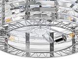 19 inch Caged Ceiling Fans with Crystal Lights Remote Control, Low Profile Flush Mount Ceiling Fan with 7 Reversible Blades, DC Motor, Modern Enclosed Ceiling Fan with Light for Bedroom