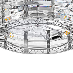 19 inch Caged Ceiling Fans with Crystal Lights Remote Control, Low Profile Flush Mount Ceiling Fan with 7 Reversible Blades, DC Motor, Modern Enclosed Ceiling Fan with Light for Bedroom