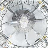 19 inch Caged Ceiling Fans with Crystal Lights Remote Control, Low Profile Flush Mount Ceiling Fan with 7 Reversible Blades, DC Motor, Modern Enclosed Ceiling Fan with Light for Bedroom