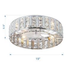 19 Inch 7-Blade Flush Mount Ceiling Fan with Light and Remote Control