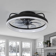 19-Inch 7-Blade LED Cage Fan with Light and Remote for Low Ceiling