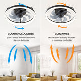 Emara 19-Inch Low Profile Caged Ceiling Fan With Light