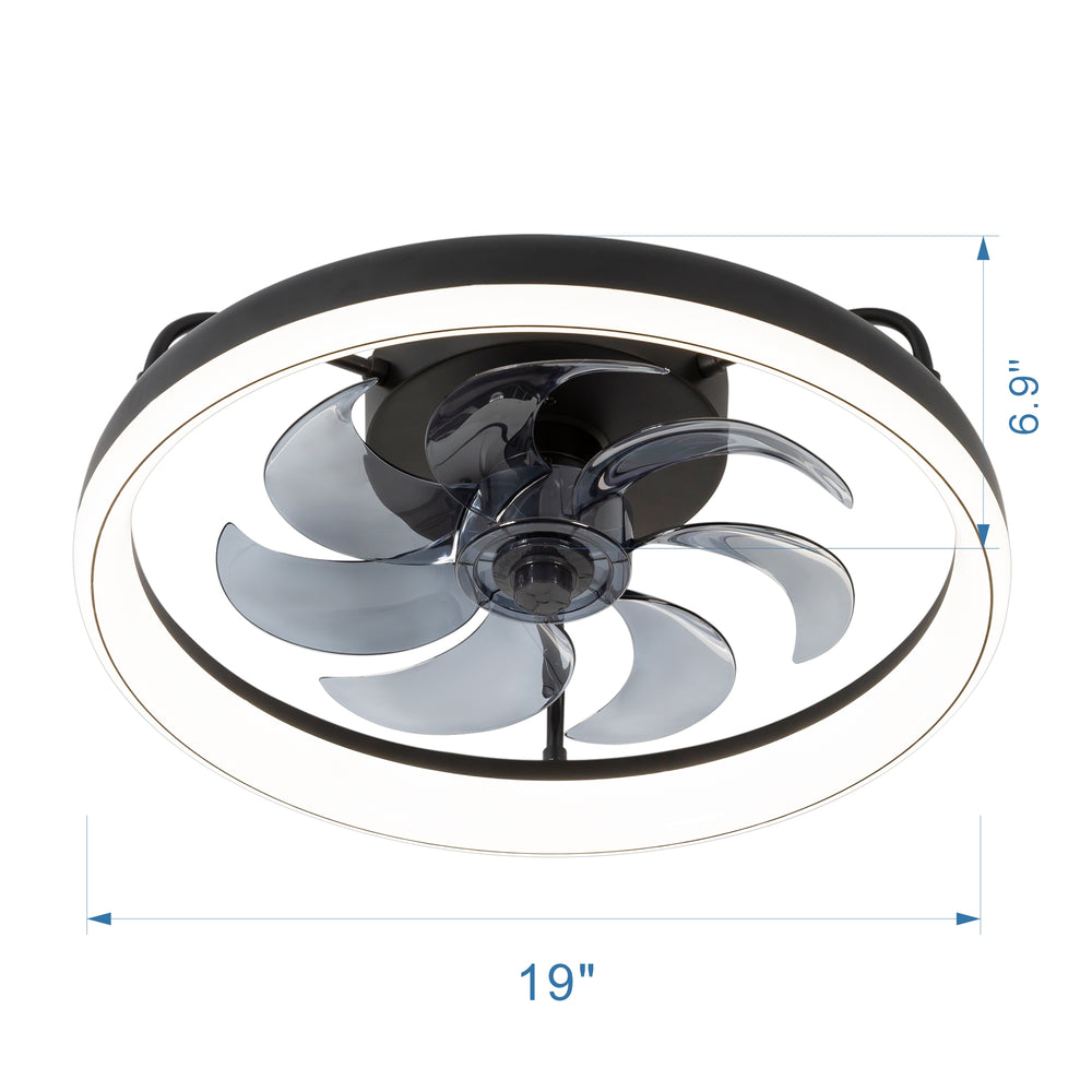 Emara 19-Inch Low Profile Caged Ceiling Fan With Light