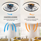 Faeora 20-Inch Black Flush Mount Ceiling Fan With LED Light