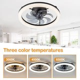 Faeora 20-Inch Black Flush Mount Ceiling Fan With LED Light