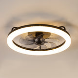 Faeora 20-Inch Black Flush Mount Ceiling Fan With LED Light