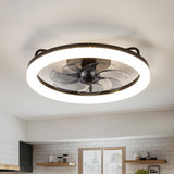 Faeora 20-Inch Black Flush Mount Ceiling Fan With LED Light