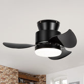22-inch Modern Indoor Flush Mount Small Ceiling Fan With LED Light and Remote Control(3-Blade)