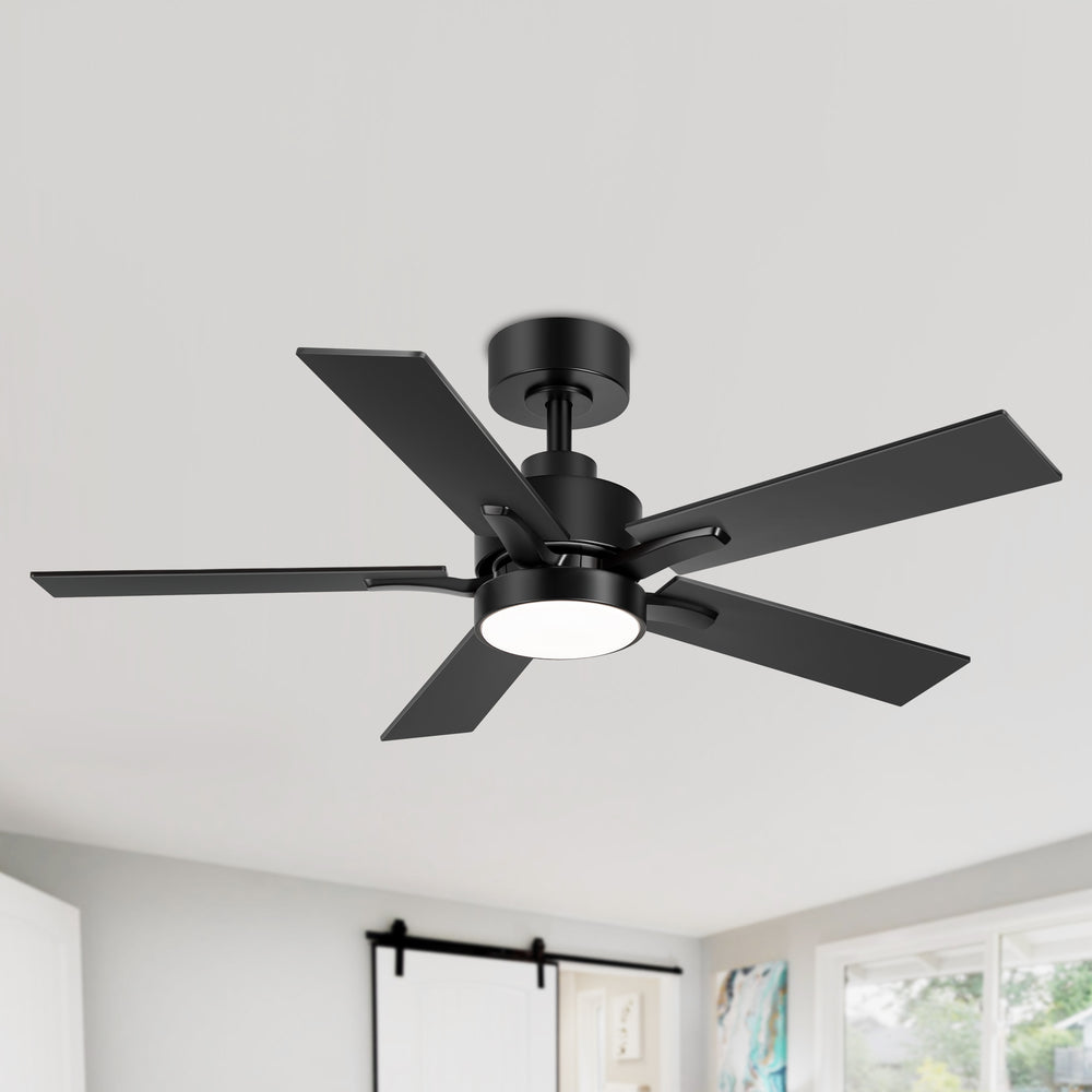 42-inch 5-Blade Ceiling Fan with Lights and Remote, 6 Speeds Reversible DC Motor Noiseless, Modern Ceiling Fan for Patios, Living Room, Farmhouse, Kitchen