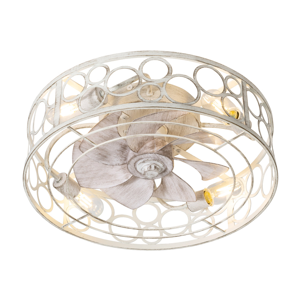 Greyora 19-Inch Small Caged Flush Mount Ceiling Fan With Light