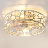 Greyora 19-Inch Small Caged Flush Mount Ceiling Fan With Light