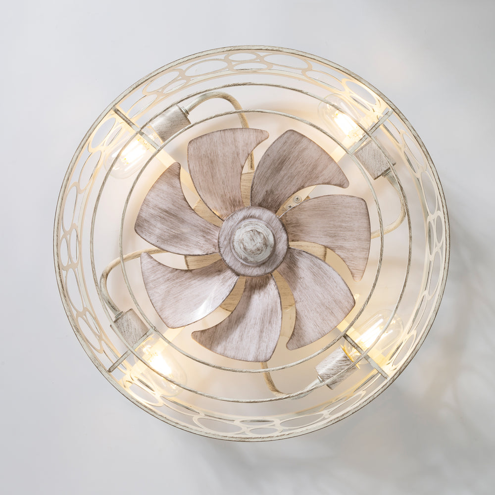 Greyora 19-Inch Small Caged Flush Mount Ceiling Fan With Light