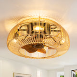 Helis 20" Boho Rattan Ceiling Fan With Light & Remote