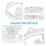 Iveren 20" White Caged Ceiling Fan With LED Light & Remote