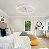 Iveren 20" White Caged Ceiling Fan With LED Light & Remote