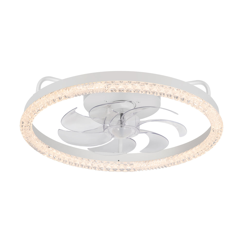 Iveren 20" White Caged Ceiling Fan With LED Light & Remote