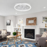 Iveren 20" White Caged Ceiling Fan With LED Light & Remote