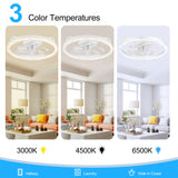 Iveren 20" White Caged Ceiling Fan With LED Light & Remote