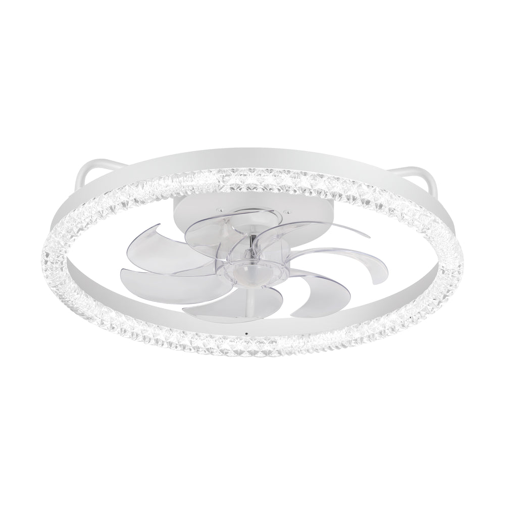Iveren 20" White Caged Ceiling Fan With LED Light & Remote