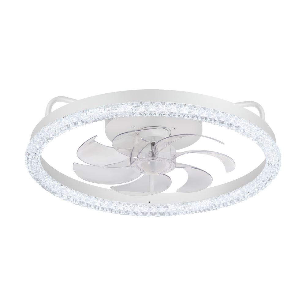 Iveren 20" White Caged Ceiling Fan With LED Light & Remote