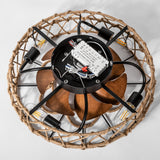Jorora 19-Inch Low Profile Caged Ceiling Fan With Light