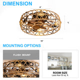 19 Inch Low Profile Enclosed Ceiling Fan with Remote Light(7-Blade)