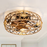 19 Inch Low Profile Enclosed Ceiling Fan with Remote Light(7-Blade)