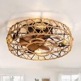 Jorora 19-Inch Low Profile Caged Ceiling Fan With Light