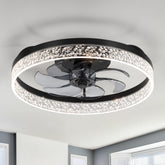 20 Inch 7-Blade Low Profile Flush Mount Ceiling Fan with Remote and Light Included