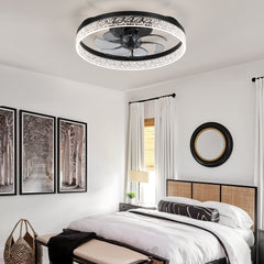 20 Inch 7-Blade Low Profile Flush Mount Ceiling Fan with Remote and Light Included