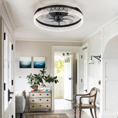 20 Inch 7-Blade Low Profile Flush Mount Ceiling Fan with Remote and Light Included