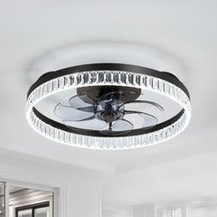 20-inch Low Profile Flush Mount Ceiling Fan with Light and Remote( 7-Blade)