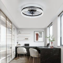 20-inch Low Profile Flush Mount Ceiling Fan with Light and Remote( 7-Blade)