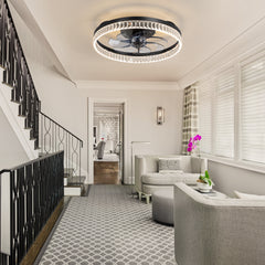 20-inch Low Profile Flush Mount Ceiling Fan with Light and Remote( 7-Blade)