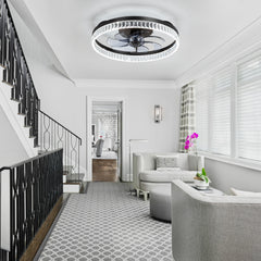 20-inch Low Profile Flush Mount Ceiling Fan with Light and Remote( 7-Blade)