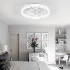 20 -inch White Low Profile Ceiling Fan with Light and Remote Control(7-Blade)