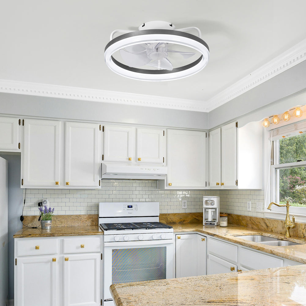 Korora 16" White Flush Mount Ceiling Fan With Light & Remote