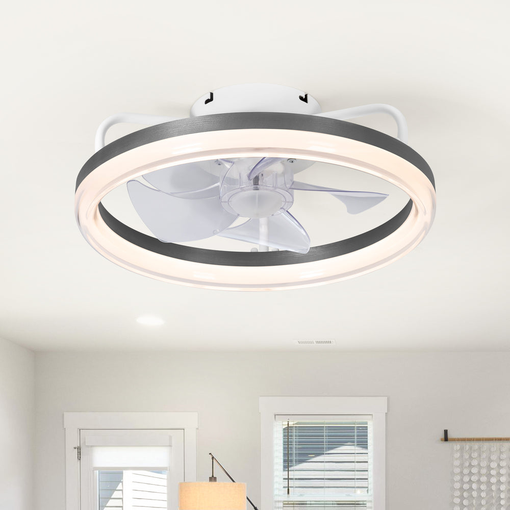 Korora 16" White Flush Mount Ceiling Fan With Light & Remote