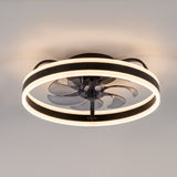Liron 20-Inch Black Enclosed Ceiling Fan With LED Light